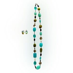 Elegant Turquoise and Green Beaded Necklace Set